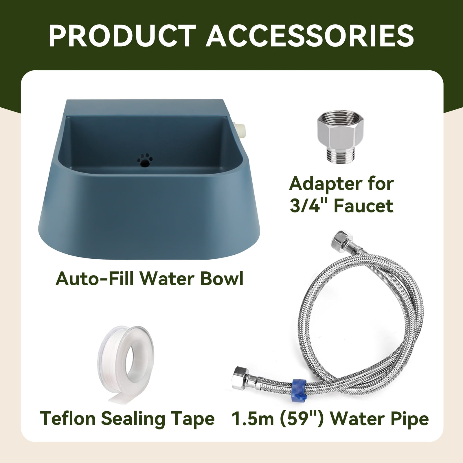 NAMSAN Automatic Dog Water Dispenser with Float Valve & 3/4'' Anti-Bite Metal Pipe