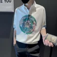 thumbnail image 2 of Camisas de hombre con gráficos coloridos, camisas de media manga para hombre, tallas grandes, frescas, informales, de verano, en oferta, Trendyol, normal, con cuello, de diseñador, regular, 2 of 5