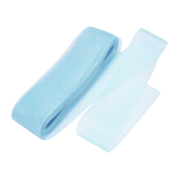 Uxcell Stiff Horsehair Braid 50 Yards 3 Inch Soft Horsehair Trim for Polyester Boning Sewing Wedding Dress Dance Gown Shaping Trimming, Sky Blue