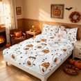 thumbnail image 3 of Homewish Funny Spooky Animal Bed Sheets for Girls, Happy Halloween Themed Full Size Sheets, Off White Orange Pink, 4-Piece (1 Flat Sheet, 1 Fitted Sheet and 2 Pillowcases), 3 of 5