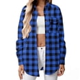 thumbnail image 6 of purcolt Womens Flannel Plaid Shirts Casual Long Sleeve Collared Tops Button Down Blouses Business Work Shirts with Pockets, 6 of 7