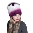 thumbnail image 1 of Contrast Color Furry Hat for Women  Winter Beanie with Patchwork, 1 of 4