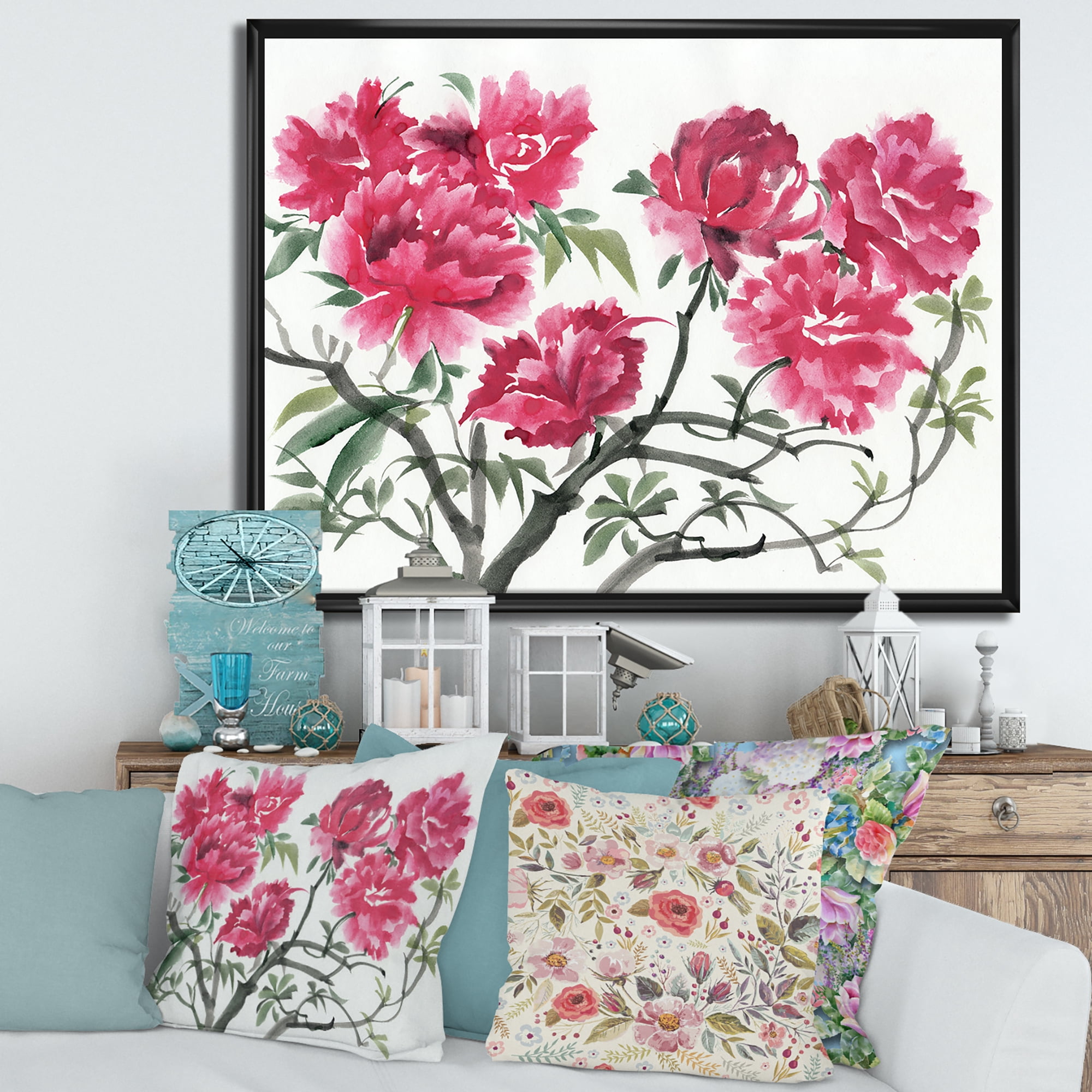 Designart 'Ancient Purple Azalea Flower' Traditional Framed Canvas Wall Art Print