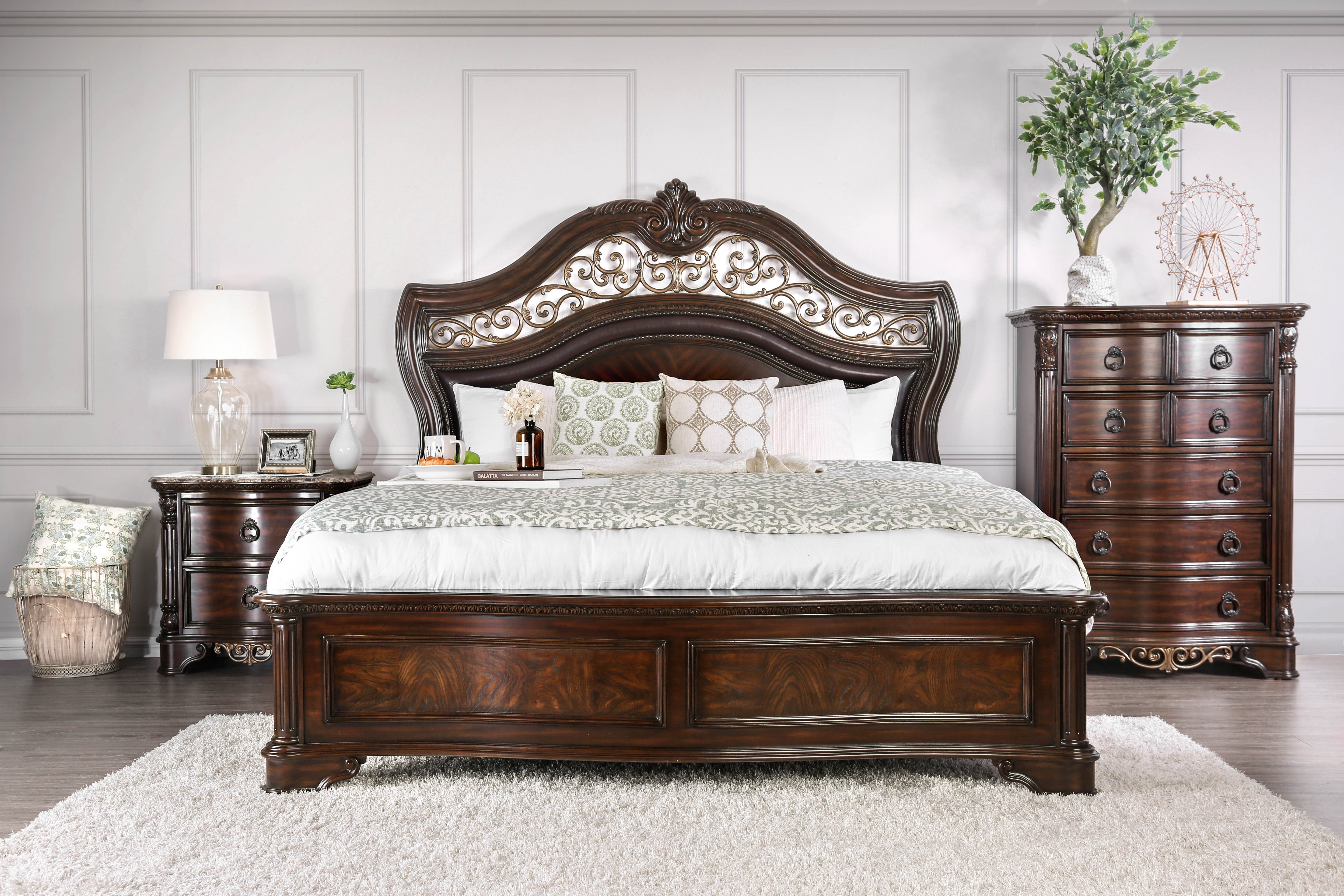 Furniture of America Davidson Traditional 5-Drawer Chest, Brown Cherry