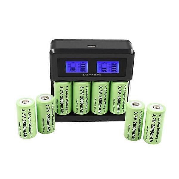 16P 2800mAh Rechargeable 3.7V Li-ion 16340 Batteries CR123A Battery for LED Flashlight