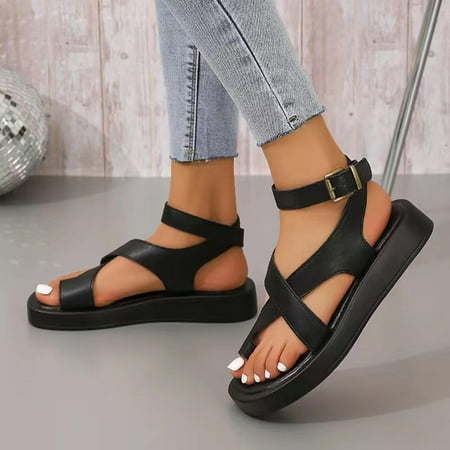 

lulshou Womens Sandals Women s Versatile Shoes Thick Sole Comfortable Slippers Sponge Roman Sandals Platform Sandals