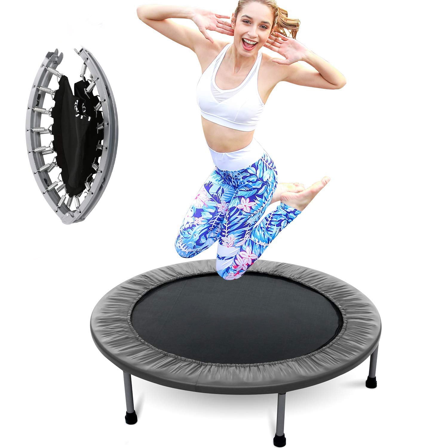 Mini Trampoline for Kids, 38" Foldable Small Fitness Trampoline with