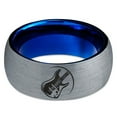 thumbnail image 2 of Tungsten Musician Electric Guitar Band Ring 8mm Men Women Comfort Fit Blue Dome Brushed Gray Polished, 2 of 4