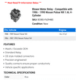 thumbnail image 2 of Blower Motor Relay - Compatible with 1986 - 1990 Nissan Pulsar NX 1.6L 4-Cylinder 1987 1988 1989, 2 of 2
