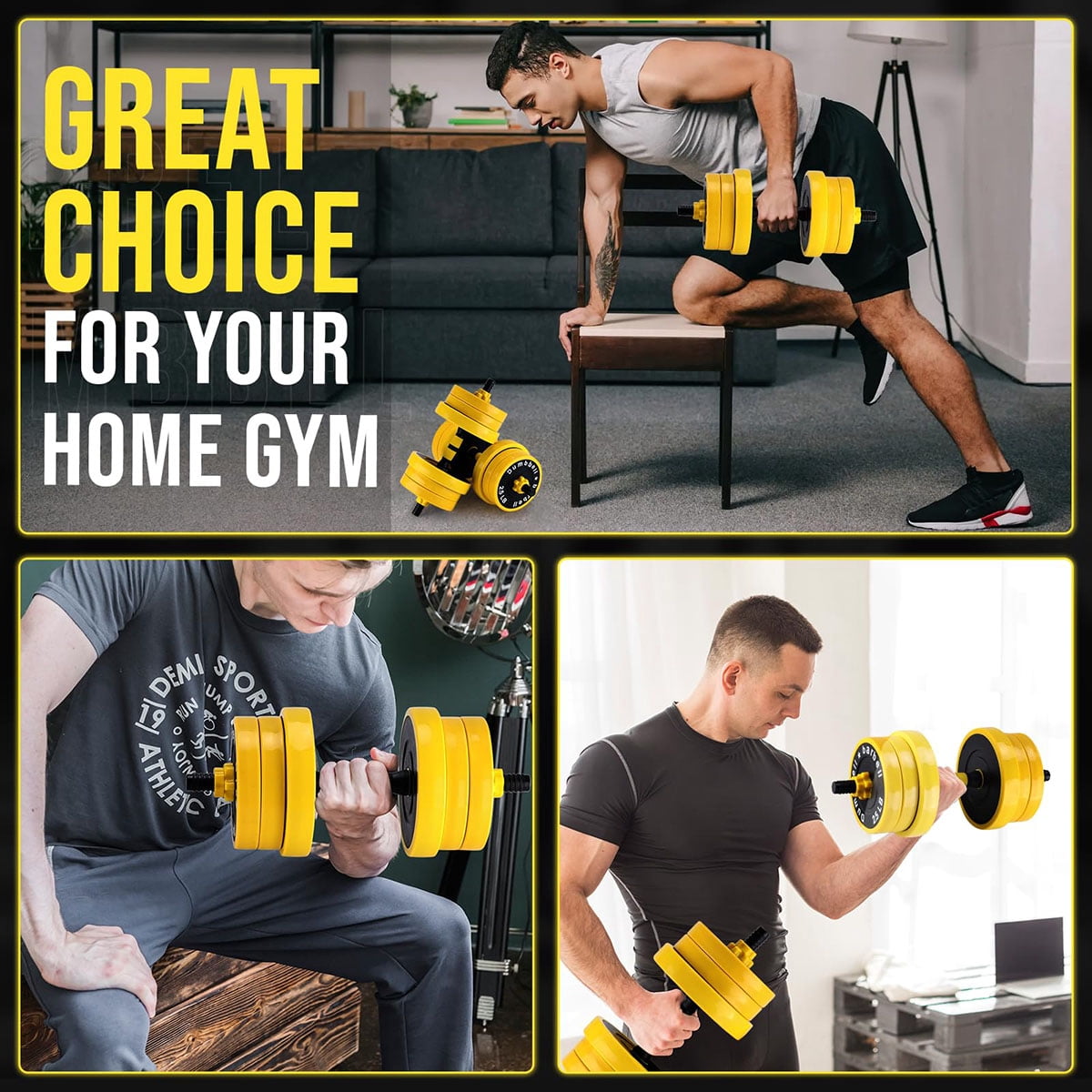 Ataucjin Adjustable Weights Dumbbells Set, 33lbs Free Weights Dumbbells Set,Dumbbell Weights With PE Coating and Comfortable Handle for Home Gym, Used as Kettlebells, Barbell, Push up Stand, Workout,