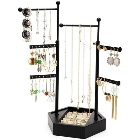 Emfogo Jewelry Organizer Stand, 6 Tier Jewelry Holder with Adjustable Height Necklace Holder for Organizer Display & Storage Earrings Ring Bracelet
