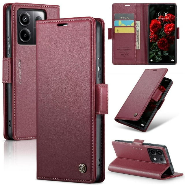 Funda tipo cartera Xiaomi Redmi Note 13 Pro 5G con cierre magnético, RFID, tarjetero, soporte, carga inalámbrica