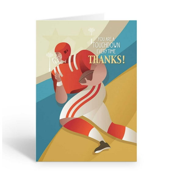 Football Player Thank You Note Card - 10 Note Cards with Envelopes - Football -