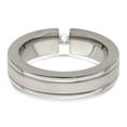 thumbnail image 4 of Grey Titanium Ring Band Wedding Grooved Diamond Round, 4 of 7