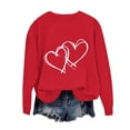 thumbnail image 3 of Feancey Women's Crewneck Pullover Sweatshirts Cute Love Heart Print Graphic Sweatshirt Comfy Fleece Lined Long Sleeve Shirt Fashion Spring Tops Red XS, 3 of 6