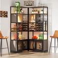thumbnail image 3 of Tribesigns 78.7" Tall Wine Rack Freestanding Floor, Metal Wine Shelf with Cabinet Storage, Hanging 12 Wine Bottles and 9 Glasses Holder Liquor Cabinet Bar for Home, 3 of 5