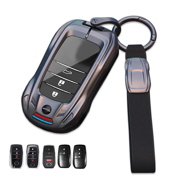 Sports Style Metal Key Fob Case Key Cover Protector Shell Compatible for Toyota Venza RAV4 Prime Sienna Land Cruiser Fortuner Mirai 2019-2024