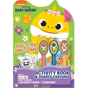 Baby Shark 25 Page Easter Coloring and Activity Book with 3 Shaped Crayons, Paperback