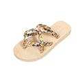 thumbnail image 2 of Samdudou Beach Sandals for Women Summer Slip On Open Toe Flats Woven Criss Cross Straps Tropical Floral Print Slides Vacation Travel Outdoor Walking Footwear, 2 of 9