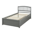 thumbnail image 2 of DasyFly Twin Platform Bed - Wood Bed Frame with Two Storage Drawers - Gray, 2 of 8