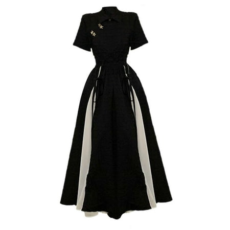 Milageto Chinese Cheongsam Dress for Women, Long Qipao Dress Maxi Dress for Dating 2XL