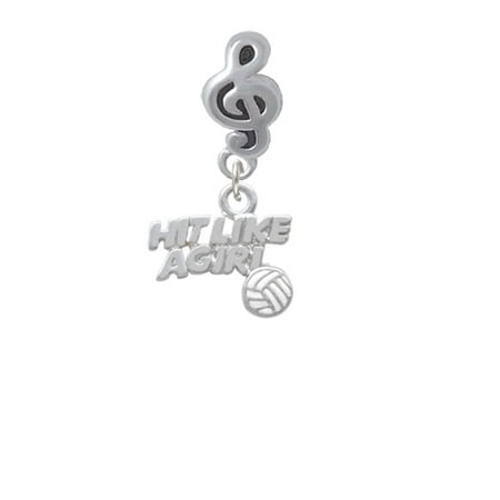 Hit Like a Girl with Enamel Volleyball - Clef Note Charm Bead