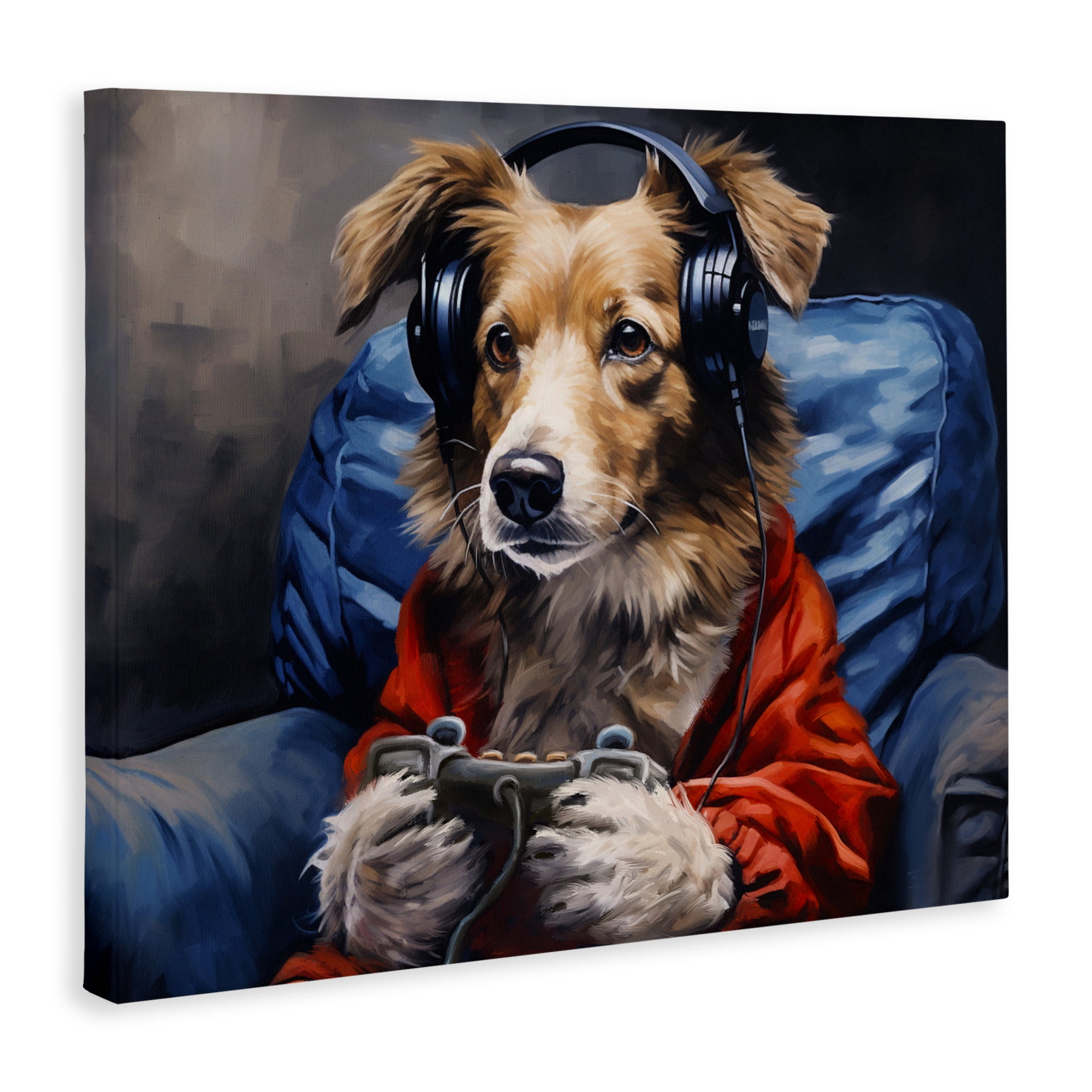 Game Master Dog Canvas Wall Art, design by Shawna Stewart