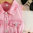 thumbnail image 6 of Pink Jean Dress for Girls Kids & Kids, Sleeveless Summer Dress with Adjustable Belt, Casual Denim Jumper,Size 7 T, 6 of 6