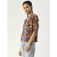 thumbnail image 2 of DressBerry Women’s Printed Cotton Poplin Top V Neck Flared Elbow Sleeves Waist Length Regular Wear Light Weighted Casual Summer Blouse, 2 of 7