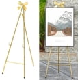 thumbnail image 1 of CaliDecor 53” H Gold Easel Stand for Sign, Large Adjustable Metal Display Standing with Butterfly Bow Top for Displaying Pictures Wedding Poster Holder Showcasing, 1 of 8
