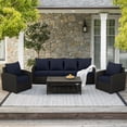 thumbnail image 3 of Pakunoda 6 Set of Outdoor Deep Seat Cushion with Backrest, 24" x 24" x 6.5" Waterproof Resistant Patio Chair Replacement Cushion for Sofa Couch, Navy Blue, 3 of 8