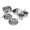 thumbnail image 3 of WASHWEPE Silver Stainless Steel Cookware Set for Picnic with Foldable Handles and Multifunction Use, 3 of 8