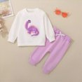 thumbnail image 2 of TOWED22 Baby Girl Toddler Fall Winter Clothing Set Long Sleeve Graphic Sweatshirt and Joggers Pants 2pcs Outfits Soft(Purple,3-6 M), 2 of 7