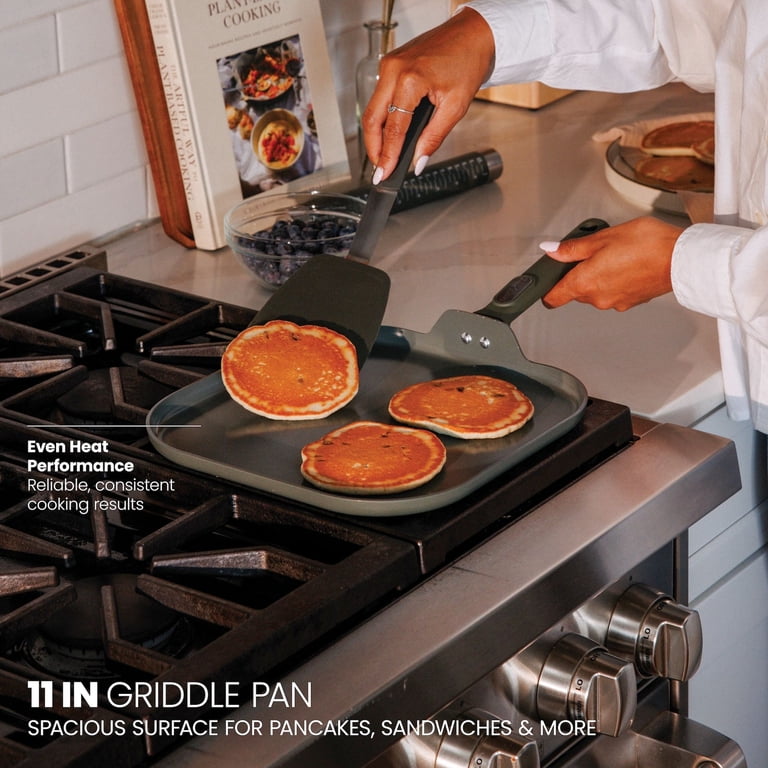 Thyme & Table 11-Inch Ceramic Nonstick Griddle Pan, Moss Green photo 4