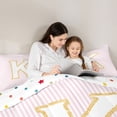 thumbnail image 6 of Feelyou Initial K Letter Bedding Comforter Set for Teen, Girly Pink Stripe Abstract Twin Comforter Sets, Kawaii Princess Style Reversible Bedding Set, Super Cozy Room Decor, 2-Piece, 6 of 9