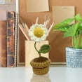 thumbnail image 1 of Flor en maceta tejida a mano a crochet | Rosa de lana artificial | Flor decorativa simulada para oficina, hogar, salpicadero del coche o estante interior, 1 of 4