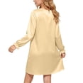 thumbnail image 6 of Auroural Girls Dress Satin Girl'S Solid Color Round Neck Long Sleeve Dress Homewear Sleeping Dress Kids, 6 of 9