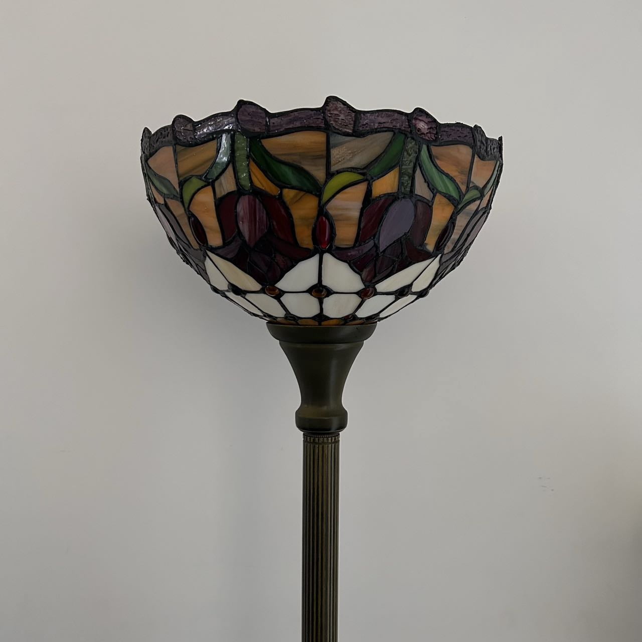 Tiffany Torch Floor Lamp Stained Glass Red Tulips LED Bulb Included 12"W*12"D*66"H