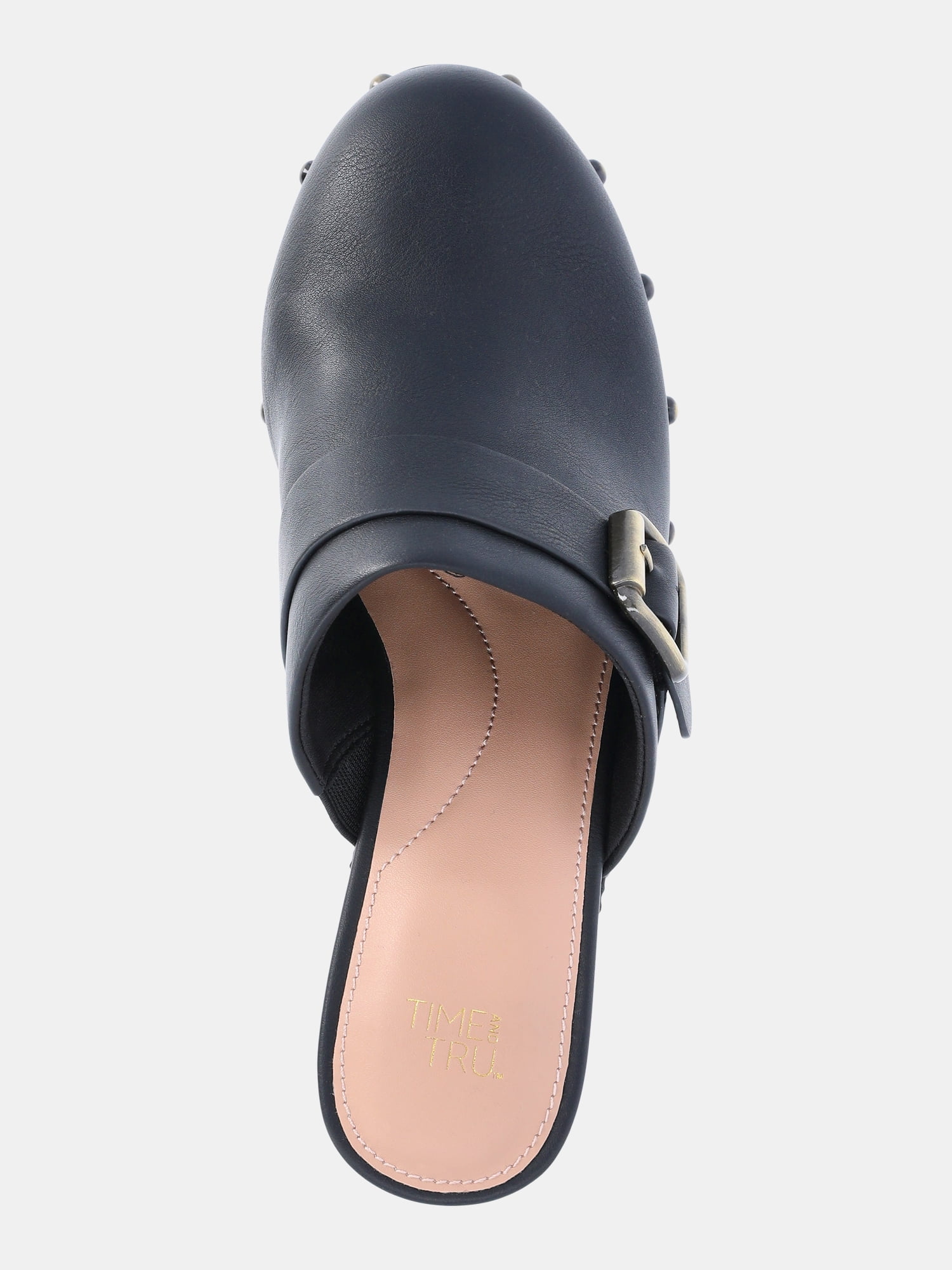 Time and Tru Women's Faux Leather Heeled Clogs