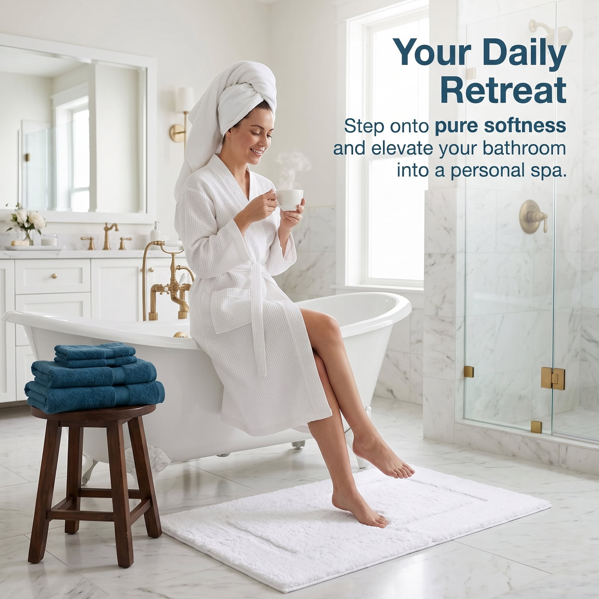 Unique Bargains Plush Absorbent Microfiber Bathroom Mat Non-Slip Rug White 24" x 16"