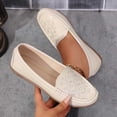 thumbnail image 3 of Women's Classic Comfort Leather Loafers Casual Slip-On Walking Flats Driving Boat Shoes Round Toe Lightweight Low Top Non Slip Cute Business Work Office Dress Shoes White 7, 3 of 5