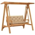 thumbnail image 2 of vidaXL Solid Teak Wood Swing Bench with Multi Colors Cushion Garden Seating, 2 of 14