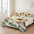 thumbnail image 2 of Twin XL Quilt Set 68''x98'', Yellow Sunflowers Lightweight Summer Bedspread Coverlet Set with 2 Pillow Shams, Floral in Blooms Pastoral Plants Breathable All Season Quilt Bedding for Dorm/Guest Room, 2 of 9