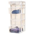 thumbnail image 5 of Drevy 6 Drawer Plastic Storage and Organizer Tower, Cabinet for Home, Office, Classroom, Craft, Art Supplies, Clothes, White Frame/Clear Drawers, 5 of 6
