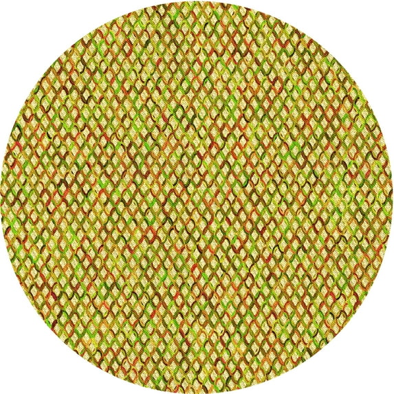 Ahgly Company Machine Washable Indoor Round Transitional Bold Yellow Area Rugs, 5' Round