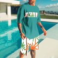 thumbnail image 2 of VBTAPA Mens Hawaiian Short Sets 2025 Summer 2 Piece Outfits Oversized Drop Shoulder T Shirts and Shorts Tracksuit Sets with Pockets on Sale Green S, 2 of 6