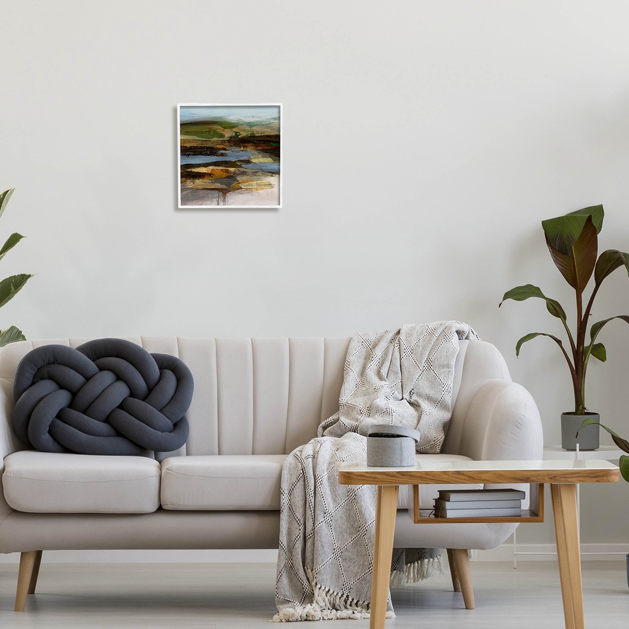 Stupell Industries Detailed Abstract Landscape Horizon Painting White Framed Art Print Wall Art, Design by Ruth Fromstein