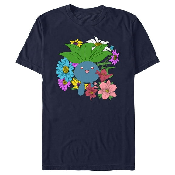 Men's Pokemon Floral Oddish Graphic Tee Navy Blue Large