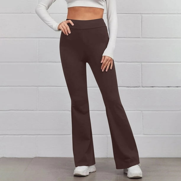Full Length Leggings for Women Casual Slim High Elastic Waist Solid Color  Sports Yoga Flare Pants Yoga Pants Women on Clearance