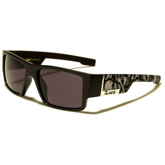 Locs Square Skull & Bones Matte Black Wrap Around Sunglasses